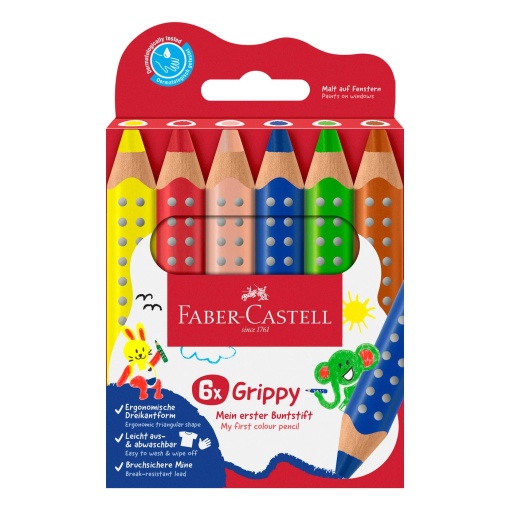 Lápis de cor FABER-CASTELL Grippy caixa com 6 cores
