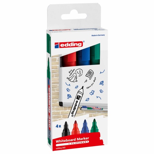 Marcador para quadro branco e flipchart EDDING 360 1,5-3mm - 4 unidades
