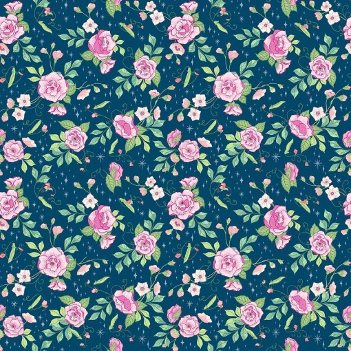Tecido ANDOVER Fairy Tales Princess and the Pea Garden Stroke of Midnight 1x1,12m 10248/B