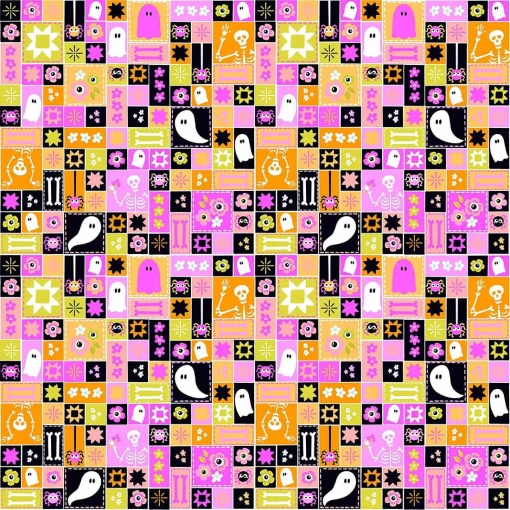 Tecido ANDOVER Ghostly Garden Sew Spooky Pink 1x1,12m 10195/E