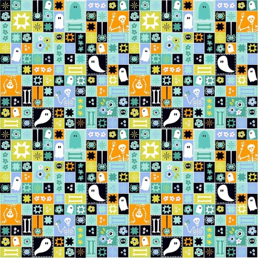 Tecido ANDOVER Ghostly Garden Sew Spooky Aqua 1x1,12m 10195/T