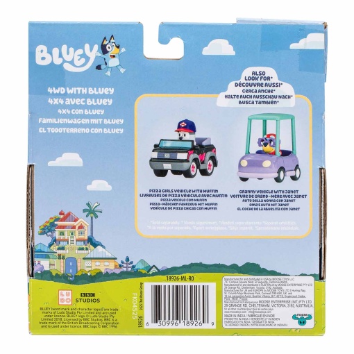 Bluey - 4x4 com Bluey figura + veículo MOOSE