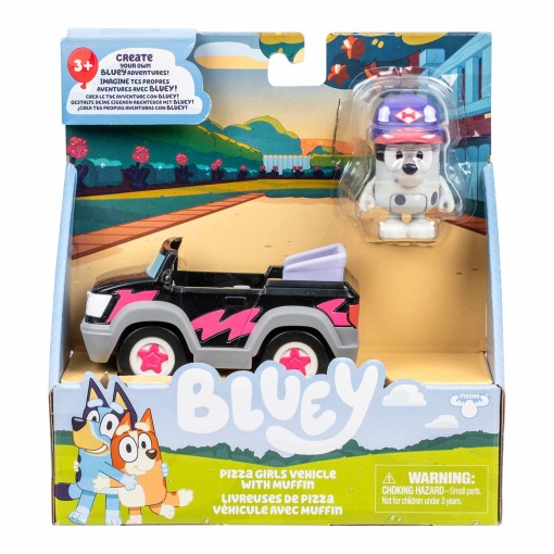 Bluey - Girls' Pizza Truck with Muffin Figure + Moose Vehicle
