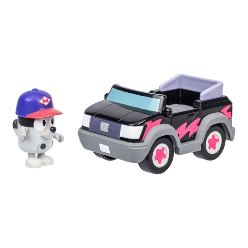 Bluey - Camión de pizzas para niñas con figura de magdalena + vehículo de alce
