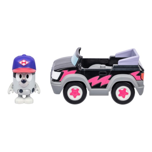 Bluey - Camión de pizzas para niñas con figura de magdalena + vehículo de alce
