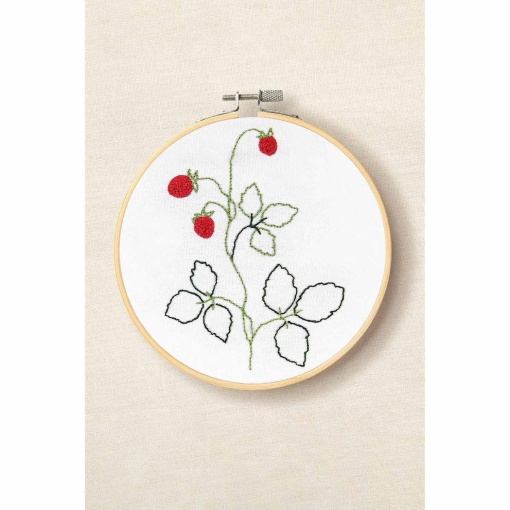Kit Punch Needle fino DMC Aprende com DMC com moldura circular 15,5 cm morangos