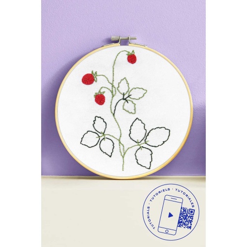 Kit Punch Needle fino DMC Aprende com DMC com moldura circular 15,5 cm morangos