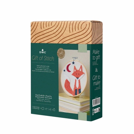 Kit Punch Needle DMC Gift of Stitch com moldura circular 15,5 cm Flossie, a raposa