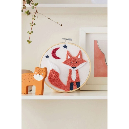DMC Gift of Stitch Punch Needle Kit with 15.5 cm circular frame - Flossie the fox
