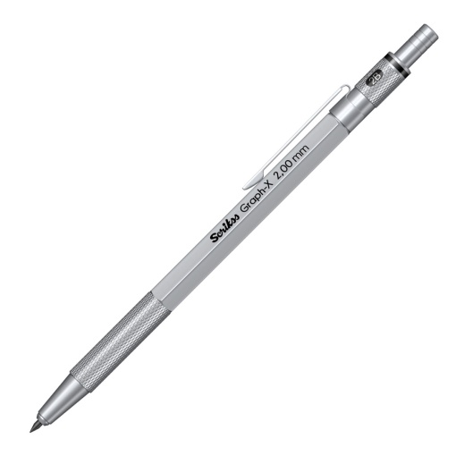 Lápiz mecánico SCRIKSS Graph-X de 2 mm, color plata.