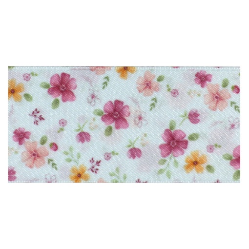 Fabric ribbon for sewing 40mm blue flowers (meter)