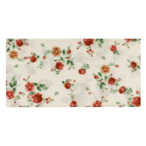 Fabric ribbon for sewing 40mm beige flowers (meter)