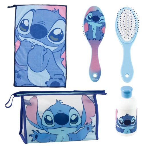 Estojo com escova + toalha + frasco para shampoo Disney Stitch