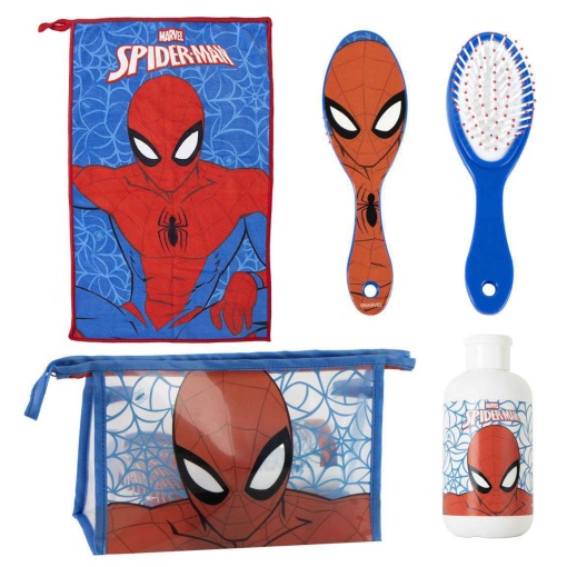 Estojo com escova + toalha + frasco para shampoo Marvel Spiderman