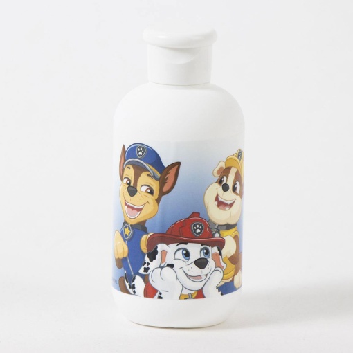 Estuche de Paw Patrol con cepillo, toalla y botella de champú.