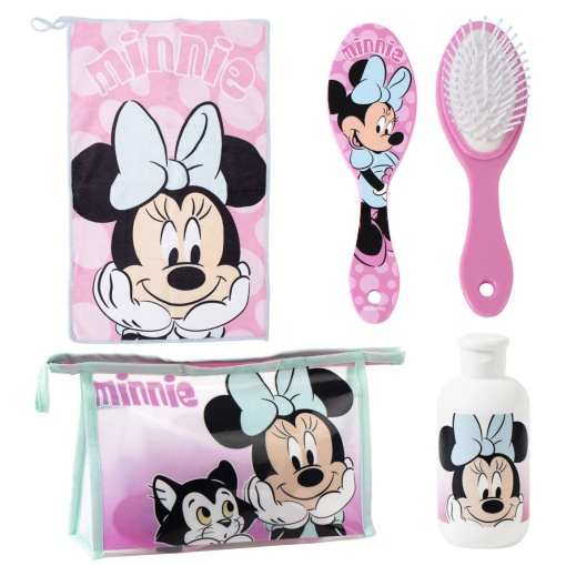 Estojo com escova + toalha + frasco para shampoo Disney Minnie Mouse