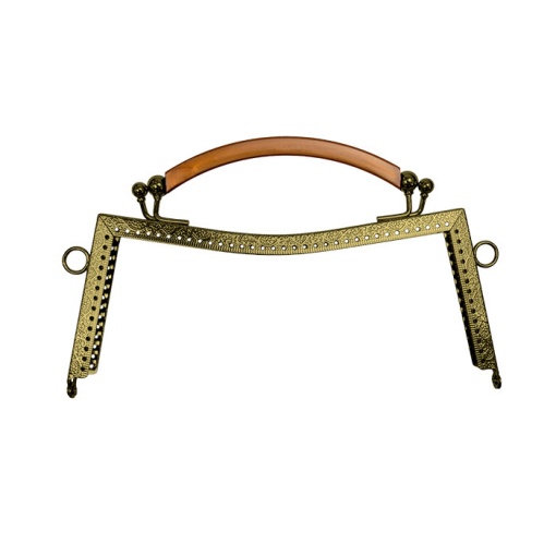 Cierre metálico con asa curva para cartera CIRCULO de 13x22cm, color bronce (2 unidades)