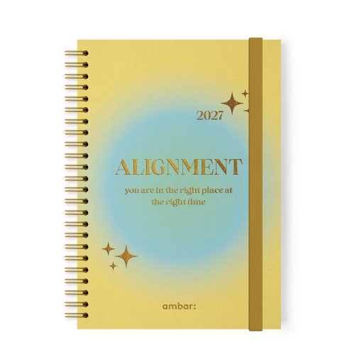 Agenda diária A5 2027 espiral AMBAR Trends com elástico sortido