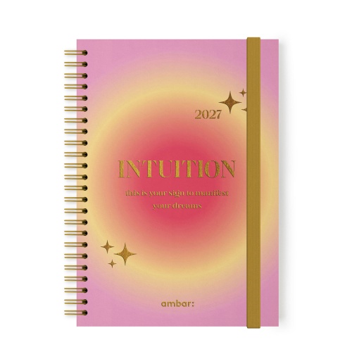 Agenda diária A5 2027 espiral AMBAR Trends com elástico sortido