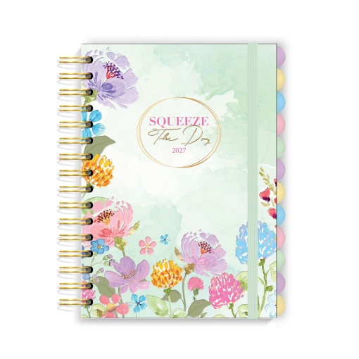 Agenda semanal A5 2027 espiral AMBAR Squeeze com elástico + separadores