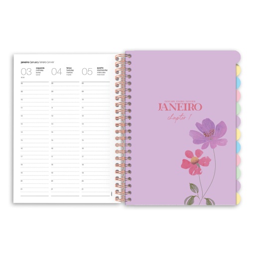 Agenda semanal A5 2027 espiral AMBAR Squeeze com elástico + separadores