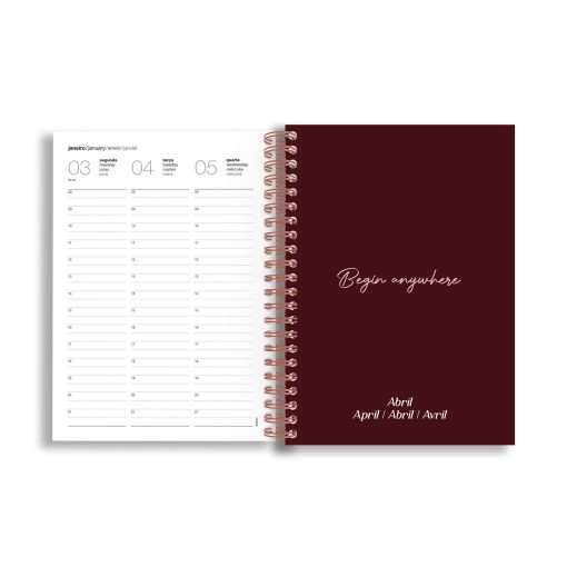 Agenda semanal A5 2027 espiral AMBAR Emotions com elástico sortido