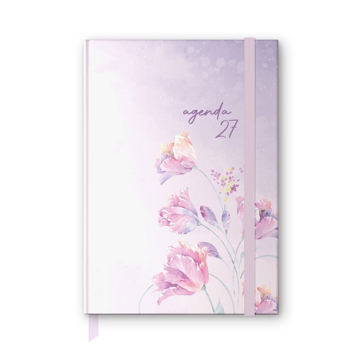 Agenda diária A5 2027 AMBAR Marbleous com elástico sortido