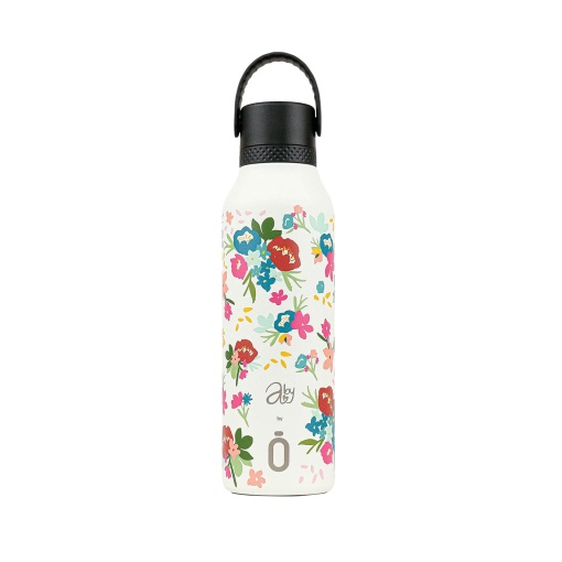 Termo RUNBOTT Mii Abigail Morales de 600 ml con aroma a crema y ramos de flores.