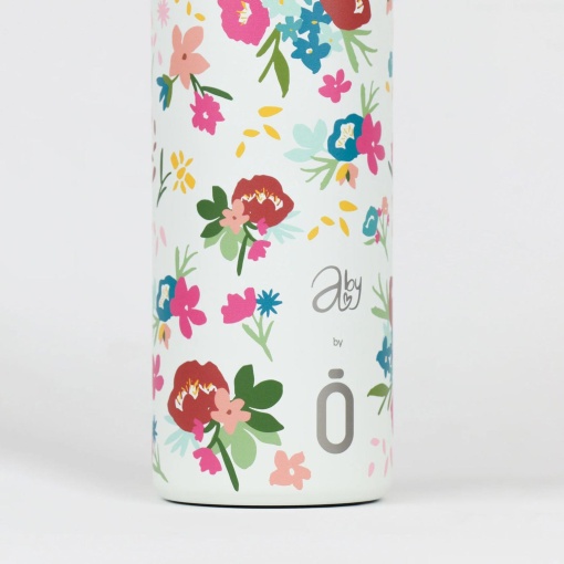 Termo RUNBOTT Mii Abigail Morales de 600 ml con aroma a crema y ramos de flores.