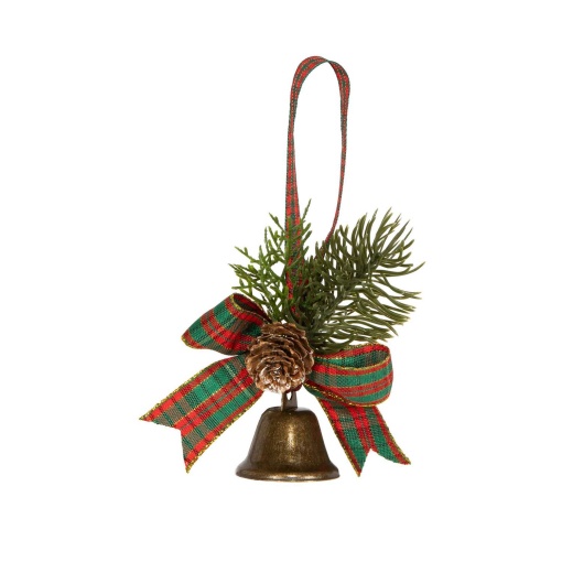 Colgante de campana con piña y lazo escocés MP 21cm