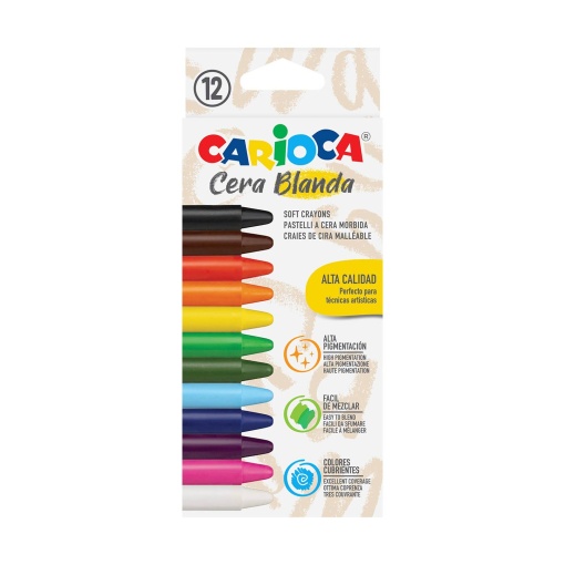 Lápis de cera macia Carioca caixa com 12 cores
