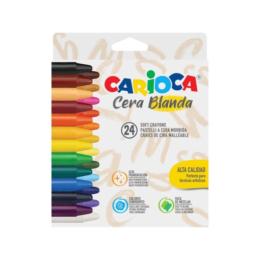 Lápis de cera macia Carioca caixa com 24 cores
