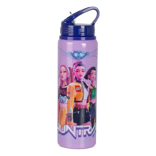 K-Pop Demon Hunters 750ml purple bottle with straw.