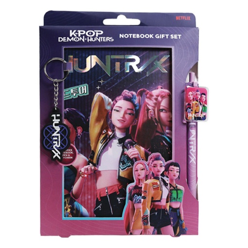 A5 notebook + ballpoint pen + K-Pop Demon Hunters Huntrix keychain