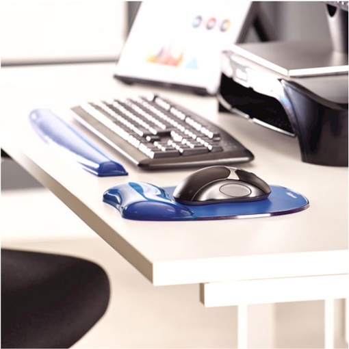 Tapete rato Fellowes azul com apoio pulsos gel