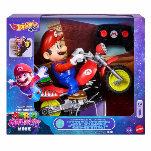Hot Wheels RC Super Mario Galaxy motocross telecomandado para fazer cavalinhos do Mario Mattel
