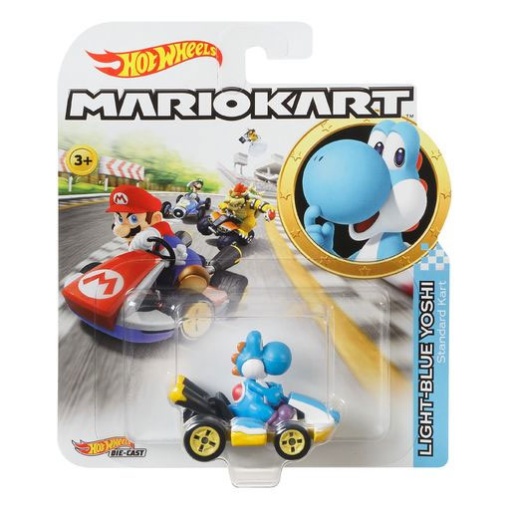 Hot Wheels Mario Kart Light-Blue Yoshi Standard Kart Mattel GBG25/GBG35