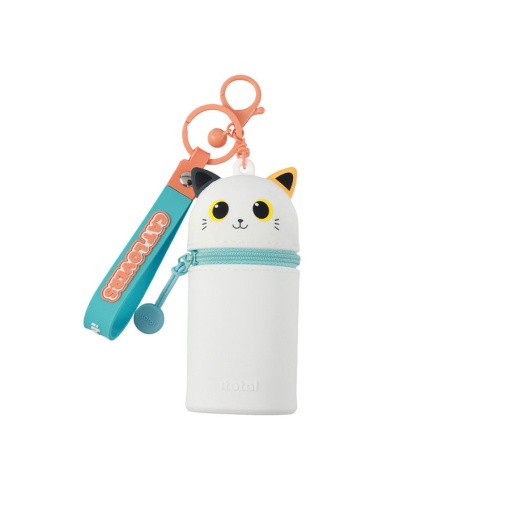 Porta-chaves com bolsa de silicone iTotal gato laranja
