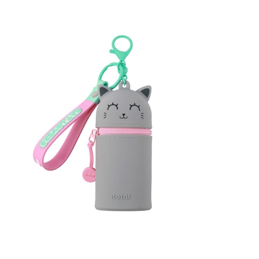 Porta-chaves com bolsa de silicone iTotal gato cinza