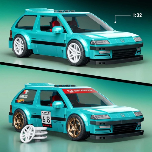 Hot Wheels Speed Series The Hot Ones Brick Shop Custom '90 Honda Civic EF 248 peças Mattel JHF62