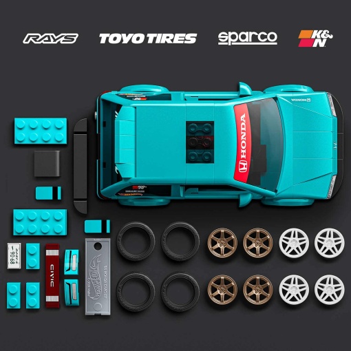 Hot Wheels Speed Series The Hot Ones Brick Shop Custom '90 Honda Civic EF 248 peças Mattel JHF62