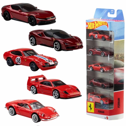 Hot Wheels Ferrari carro miniatura Mattel (5 unidades) blister JLN12