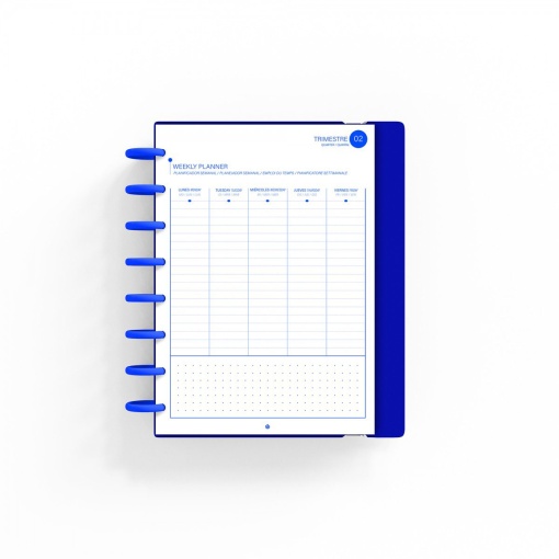 Weekly school planner A5 2026/27 12 months Ingeniox Study With Me blue