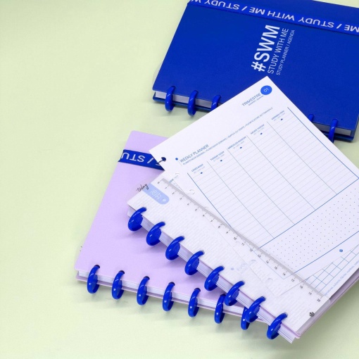 Weekly school planner A5 2026/27 12 months Ingeniox Study With Me blue