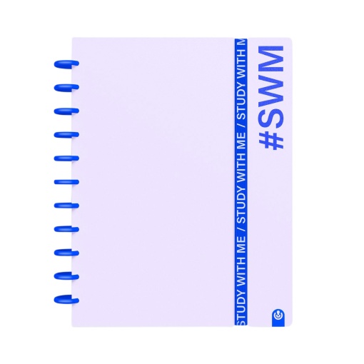 Ingeniox A4 lined notebook, 80 sheets, 100g paper, Study With Me, with elastic closure + envelope + mauve dividers
