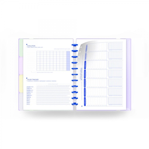 Ingeniox A4 lined notebook, 80 sheets, 100g paper, Study With Me, with elastic closure + envelope + mauve dividers