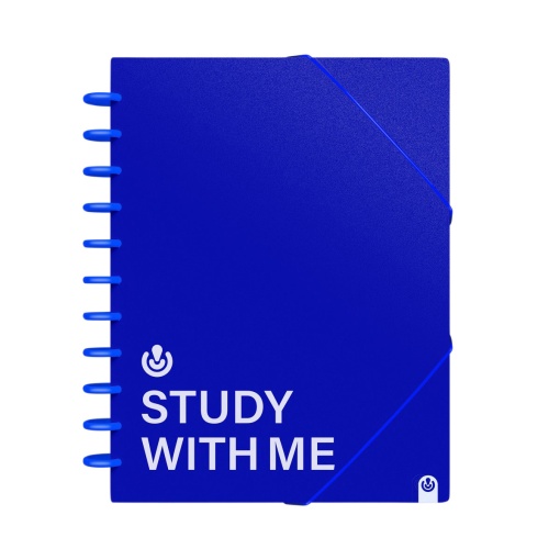 Portefólio Ingeniox Study With Me A4 30 bolsas com elástico azul