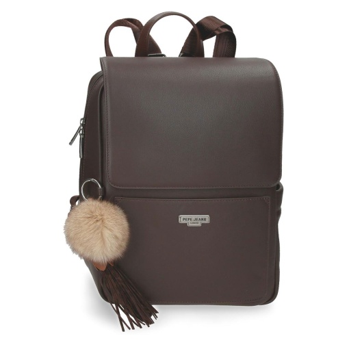 Mochila para portátil 11" e tablet Pepe Jeans Margaret castanho adaptável a trolley