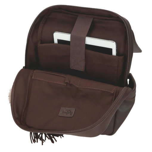 Pepe Jeans Margaret brown backpack for 11" laptop and tablet, adaptable to a trolley.