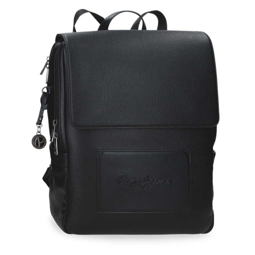 Mochila para portátil 13,3" e tablet Pepe Jeans Frame preto adaptável a trolley